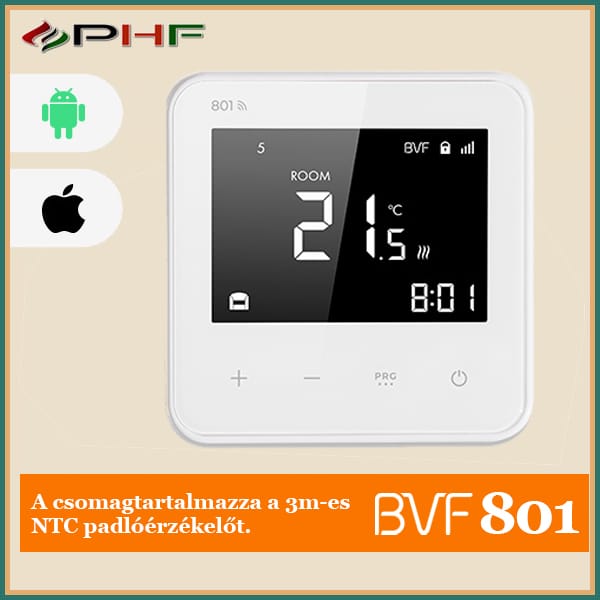 BVF 801 WIFI termosztát padlószenzorral – fehér